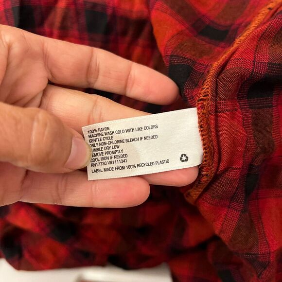 Mossimo Women Red Shirt Dress M Plaid Button Up Sleeveless N-Neck Gorpcore Vtg - Picture 10 of 11